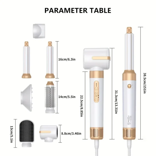 Tinsol 7 In 1 Hair Dryer Brush Brushless High Speed Hair Dryer with Diffuser Ionic Blow Dryer Hot Air Styling Comb Hair Curler